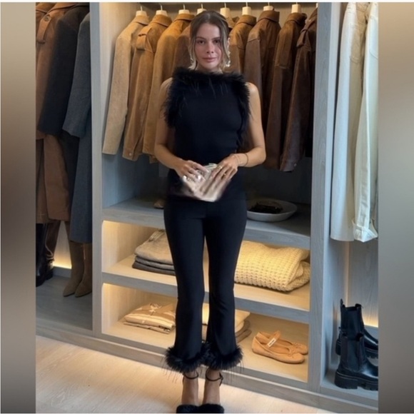 ZARA FLARE PANTS WITH FAUX FUR HEM - Picture 4 of 14